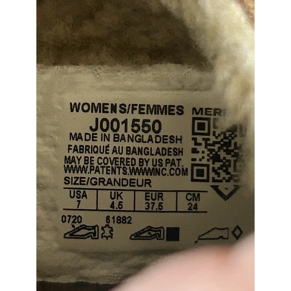 Women's Merrell Juno Bluff Polar Boots Faux Sherpa Lining Size 7 Tan Suede
